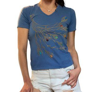 Lilly Collection Embroidered Peacock Top